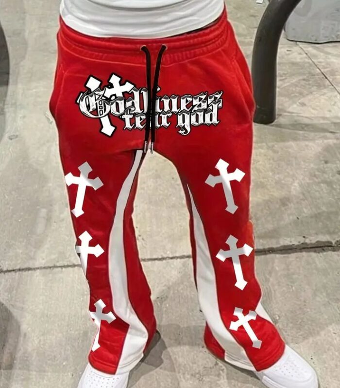 Cross Graphic Joggers (Red)