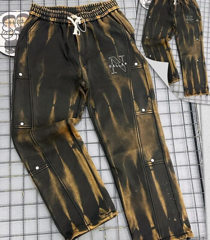 Tie-Dye Distressed Joggers (Brown / Yellow)