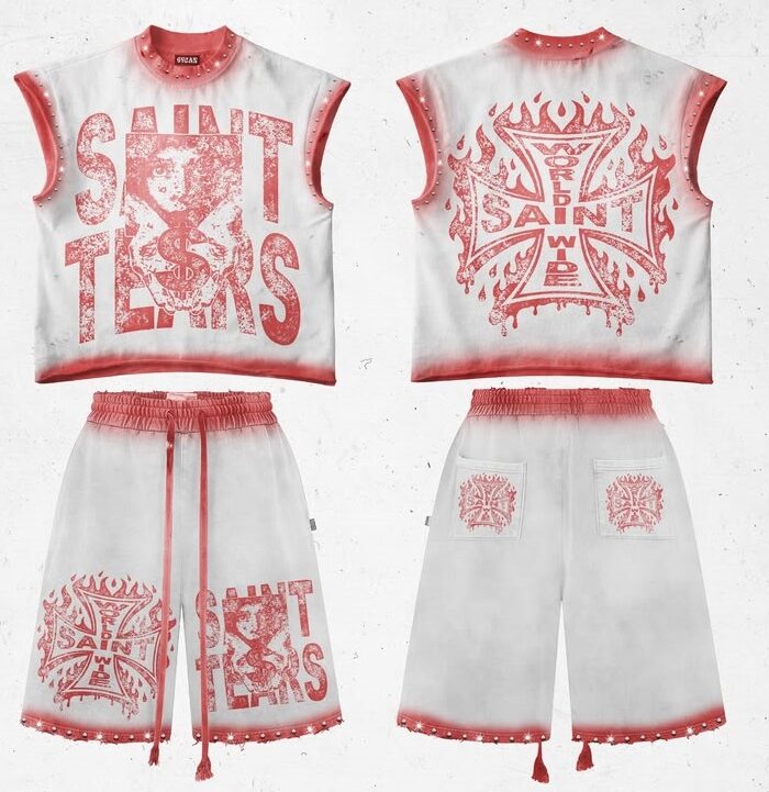 Texas Graphic Tee & Shorts Set (White / Red)