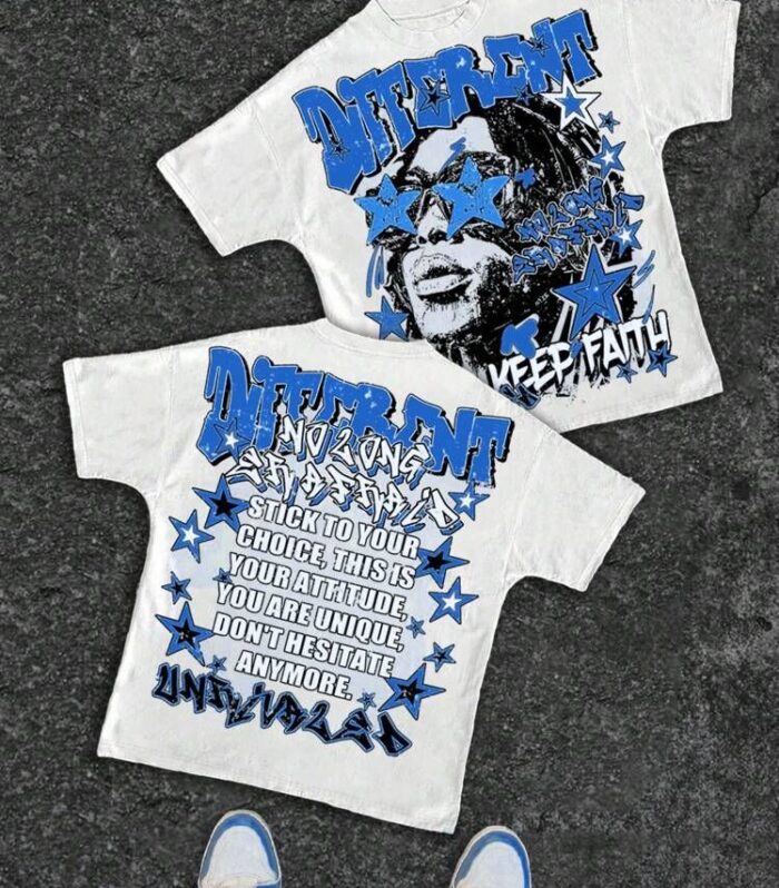 Monster Graphic Tee (White, Blue Print)