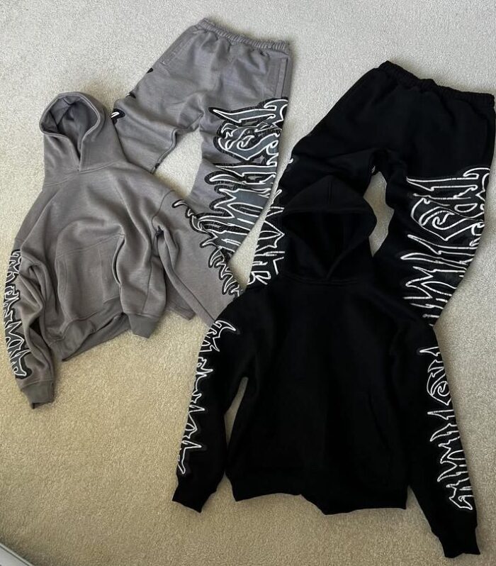 Zebra Pattern Tracksuit (Grey / Black)