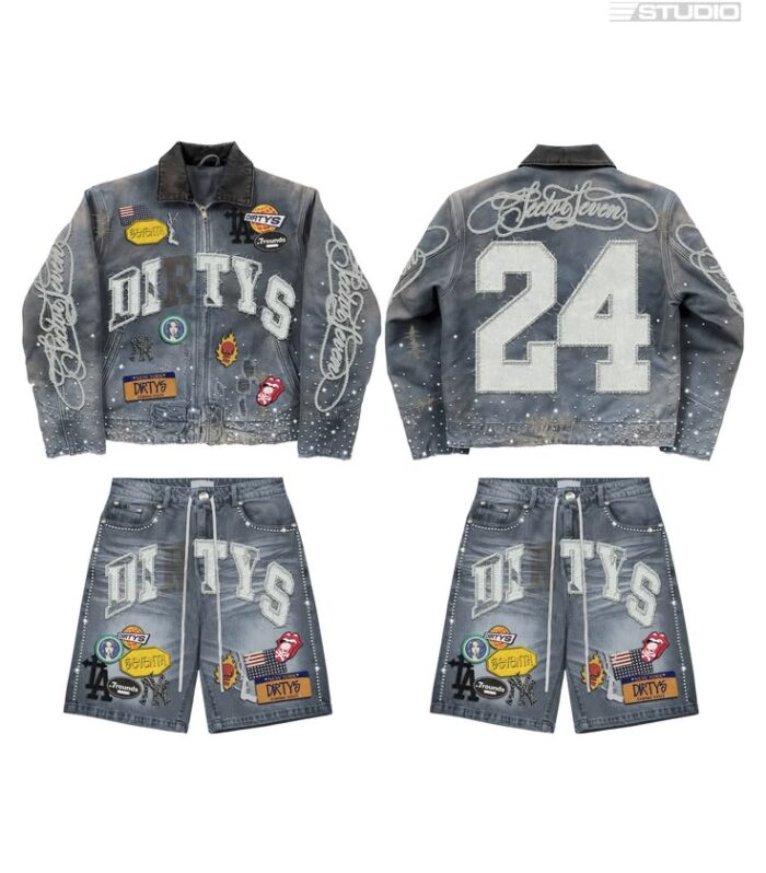 Denim Jacket & Shorts Set (Grey, #24)