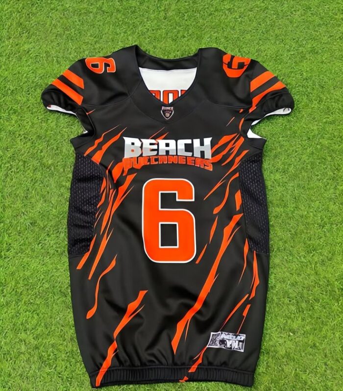 Beach Football Jersey (Black / Orange, #6)