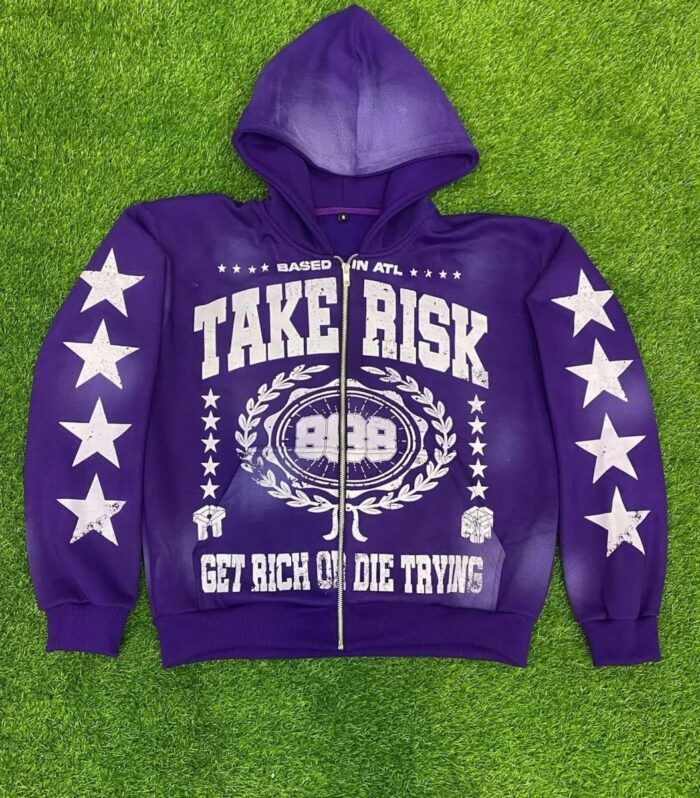 Take Risk Graphic Pullover Hoodie (Purple)