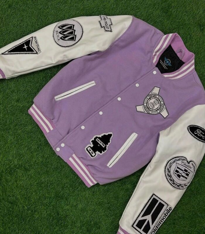 Patchwork Varsity Jacket (Lavender)