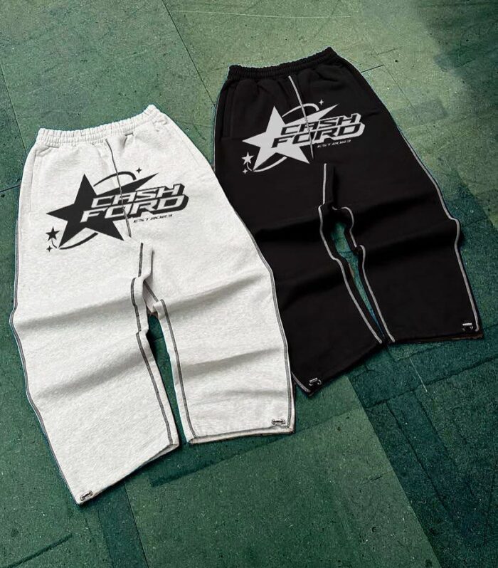Star Graphic Joggers (White / Black)