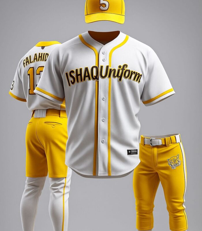 Shaquan Pinstripe Baseball Uniform (White / Yellow)