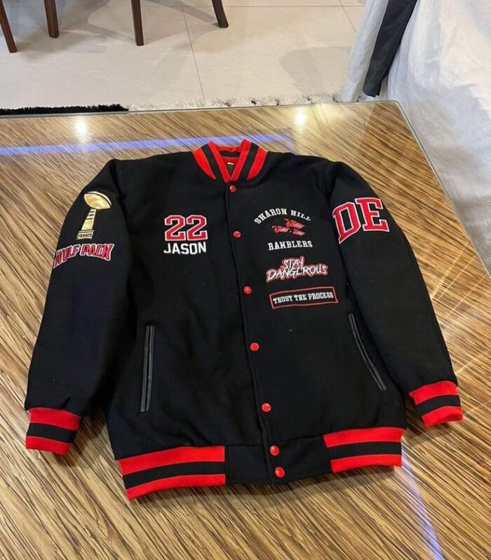 Graphic Varsity Jacket (Black / Red)