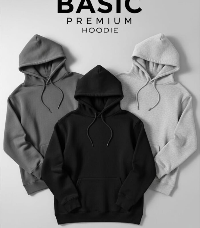Basic Premium Zip-Up Hoodie (Grey / Black)
