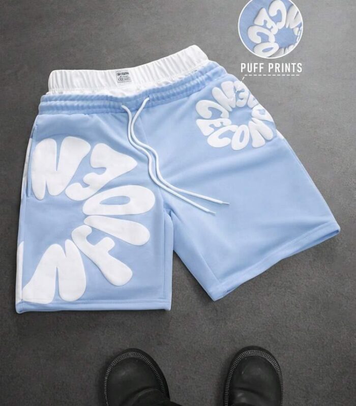 Floral Graphic Sweat Shorts (Light Blue)