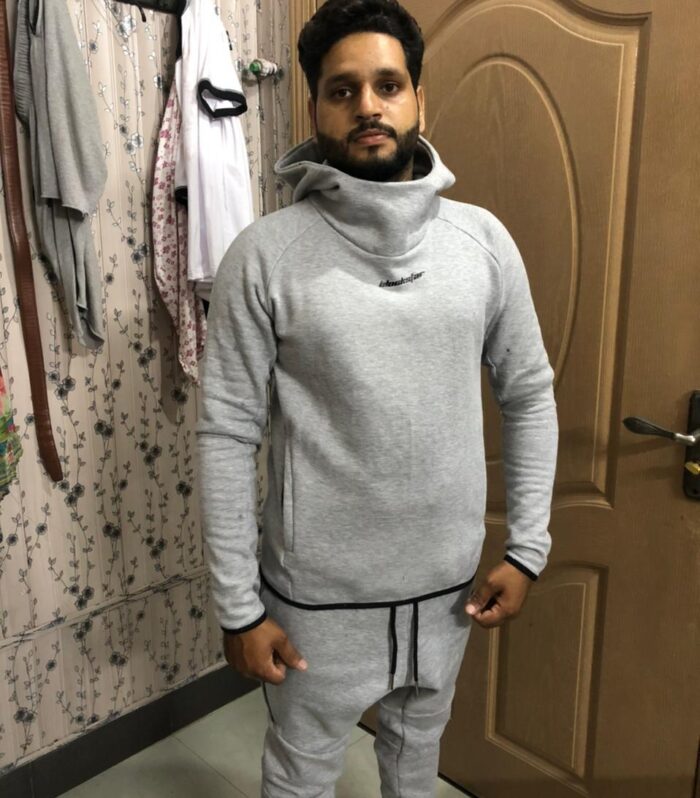 Hooded Fitted Suit (Pink / Black)