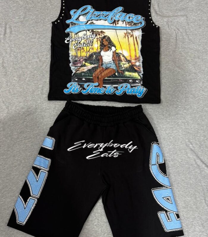Heart Graphic Shorts (Blue / White / Pink / Grey)