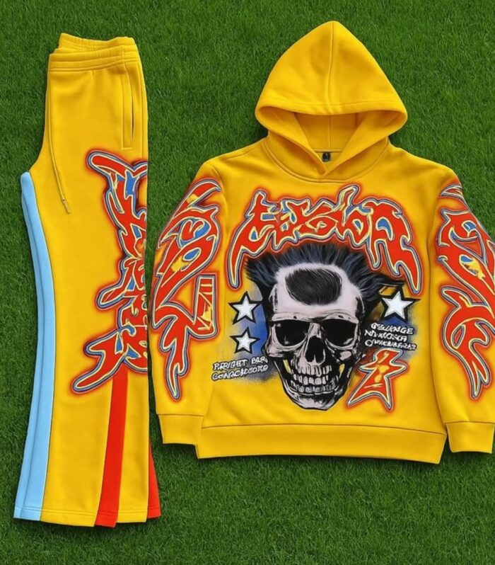 Skull Graphic Tracksuit (Yellow / Red)