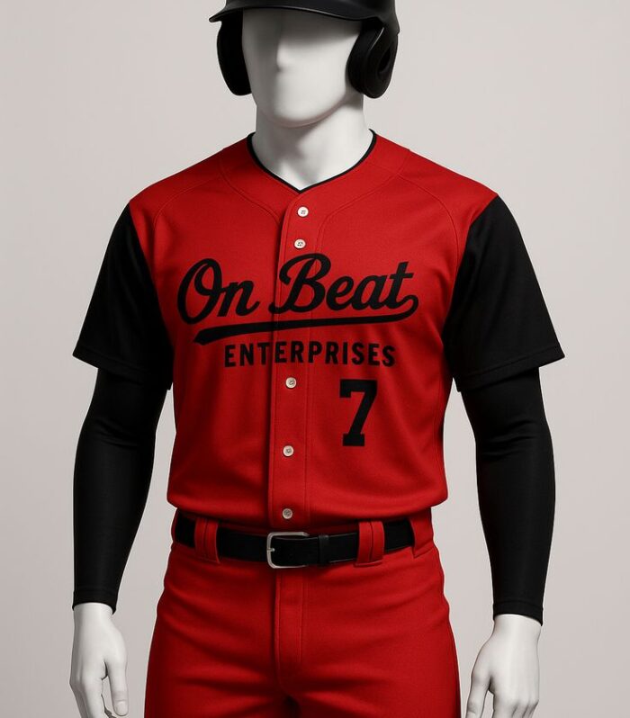 Pinstripe Baseball Jersey (Tan / Maroon, #4)