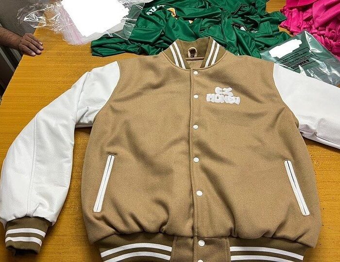 Basic Varsity Jacket (Tan / Green)