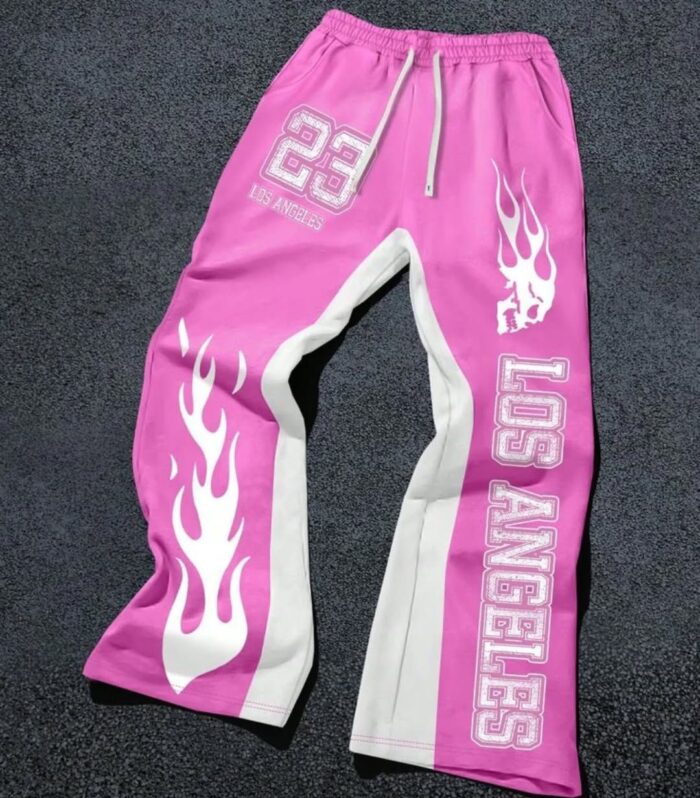 Flame Graphic Joggers (Pink)