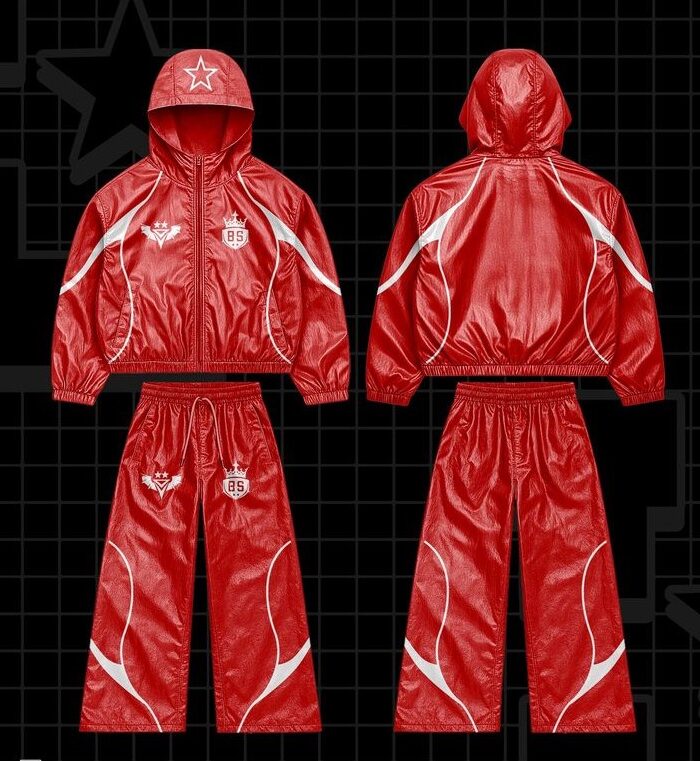 Kids Windbreaker Set (Red / Black)