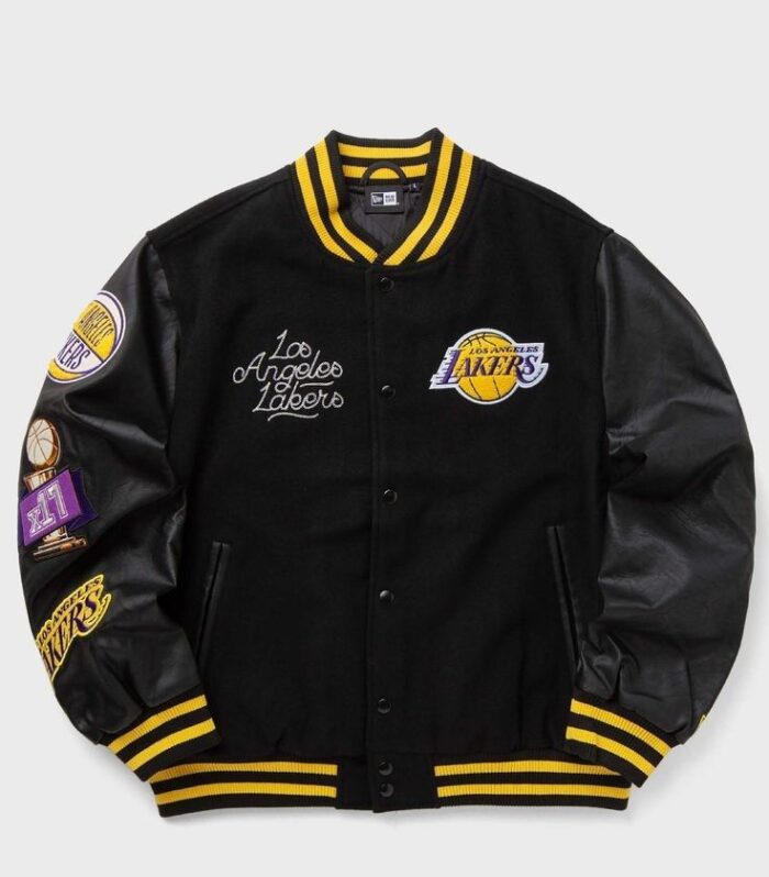 Floral Graphic Varsity Jacket (Black / Yellow)