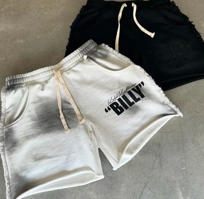 Text Print Sweat Shorts (White/Black)