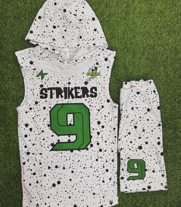 Strikers Speckled Flag Football Jersey (White / Green, #9)