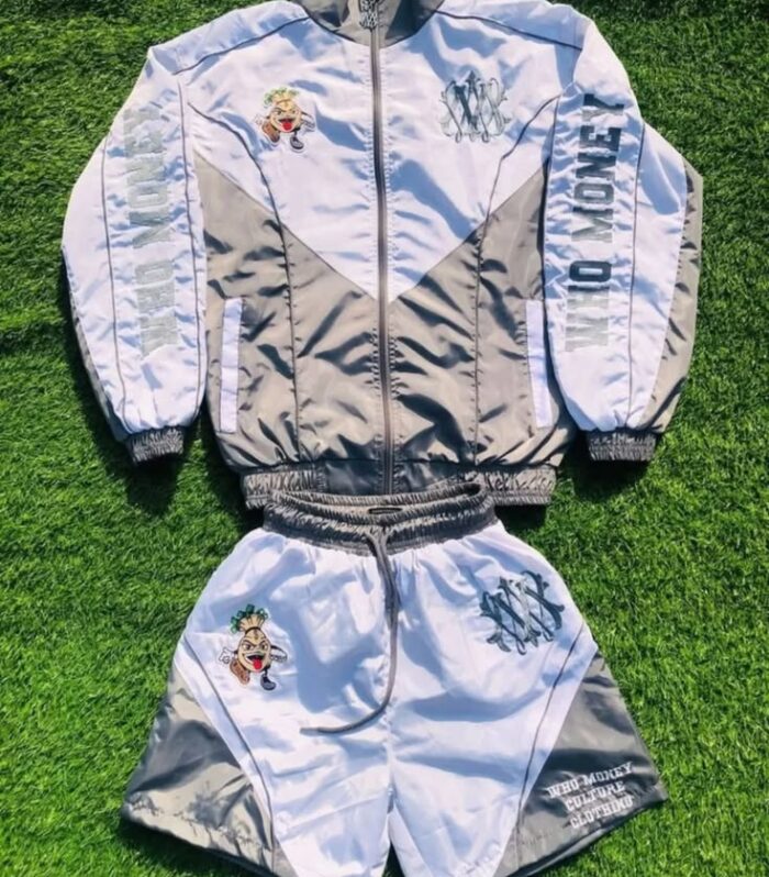 White / Silver Windbreaker Set